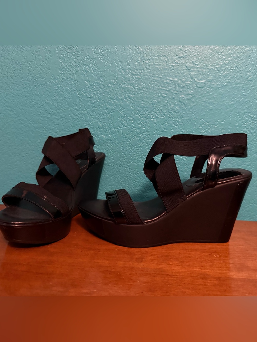 Charles by Charles David Black Cross-Strap Wedge
